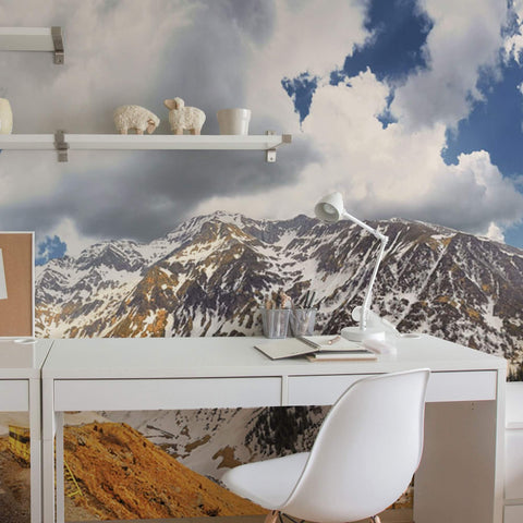 Blue and Orange Mountain Landscape Peel and Stick Removable Wall Mural 3825