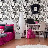 Black and White Art Deco Themed Peel and Stick Removable Wallpaper