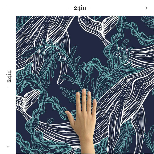 Blue and White Fish Nautical Peel and Stick Removable Wallpaper