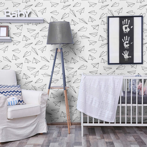 Gray Space Children Peel and Stick Removable Wallpaper 8684 - 24in x 48in (61x122cm)