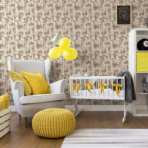 Tan Circus Children Removable Wallpaper 0156| Walls By Me