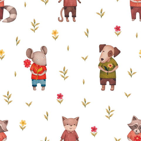Green and Red Animals Children Removable Wallpaper 0340| Walls By Me
