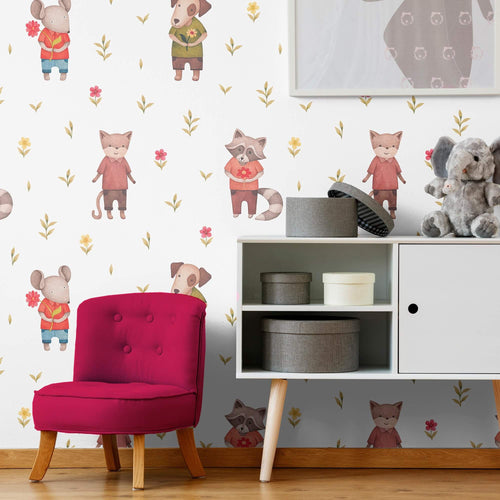 Green and Red Animals Children Removable Wallpaper 0340| Walls By Me