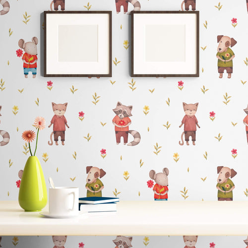 Green and Red Animals Children Removable Wallpaper 0340| Walls By Me