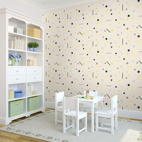 Yellow and Silver Geometric Children Removable Wallpaper 3218| Walls By Me