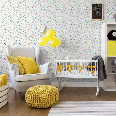 White Geometric Children Removable Wallpaper 2174| Walls By Me