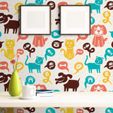 Orange and Brown Animals Children Removable Wallpaper 4028| Walls By Me