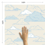 Blue and White Clouds Children Peel and Stick Removable Wallpaper