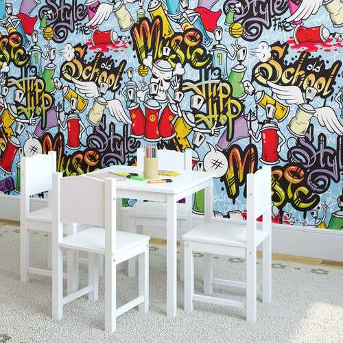 Green and Yellow Graffiti Children Peel and Stick Removable Wallpaper