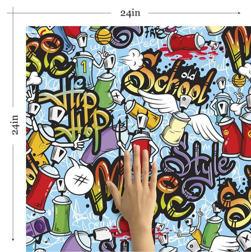 Green and Yellow Graffiti Children Peel and Stick Removable Wallpaper