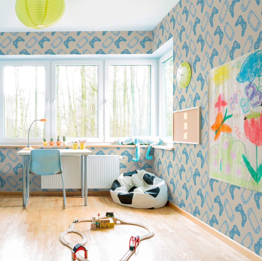 Bondi Blue Terrazzo Style Vibrant Kids Bedroom Removable Wallpaper  Olive  et Oriel