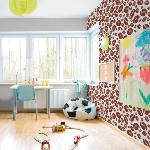 White and Brown Sports Children Removable Wallpaper 4982| Walls By Me