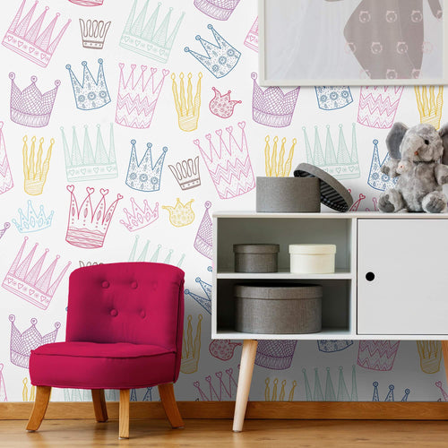 White Royalty Children Peel and Stick Removable Wallpaper