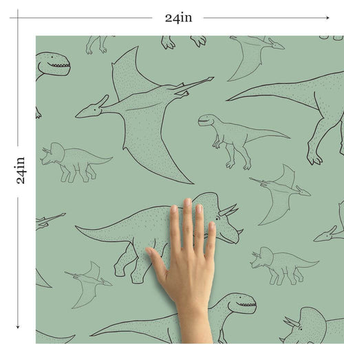 Green Animals Children Peel and Stick Removable Wallpaper