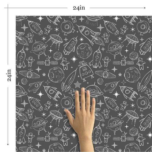 Gray Space Children Peel and Stick Removable Wallpaper