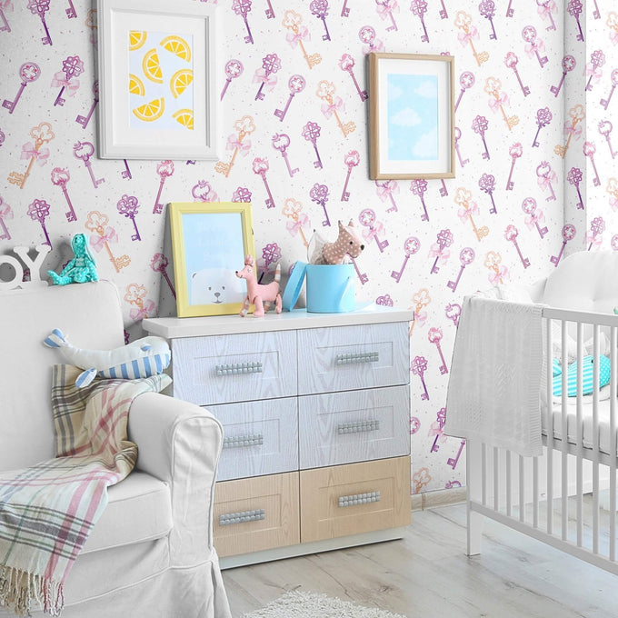 Gold and Purple Keys Children Removable Wallpaper 4556| Walls By Me