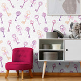 Gold and Purple Keys Children Removable Wallpaper 4556| Walls By Me