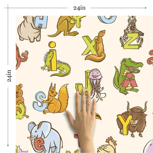 Green and Brown Educational Children Peel and Stick Removable Wallpaper