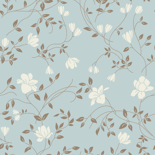 Blue Floral Peel and Stick Removable Wallpaper