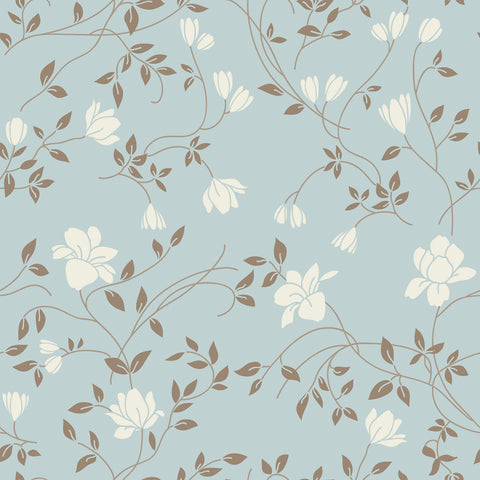 Blue Floral Peel and Stick Removable Wallpaper
