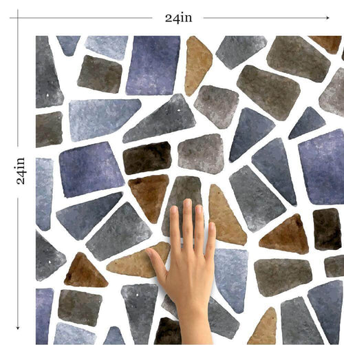 Blue and Yellow Faux Stone Texture Peel and Stick Removable Wallpaper