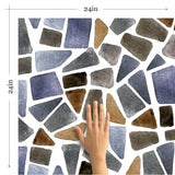 Blue and Yellow Faux Stone Texture Peel and Stick Removable Wallpaper