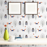 Blue and Orange Animals Baby Peel and Stick Removable Wallpaper