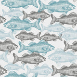 Blue Fish Nautical Peel and Stick Removable Wallpape