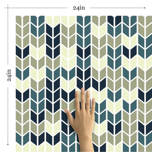 Blue and Beige Diamond Geometric Peel and Stick Removable Wallpaper