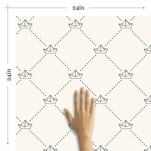 Black Geometric Nautical Peel and Stick Removable Wallpaper