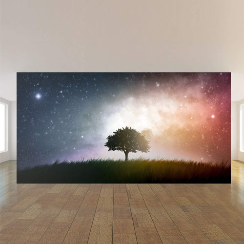 Blue and Orange Landscape Peel and Stick Removable Wall Mural 4689