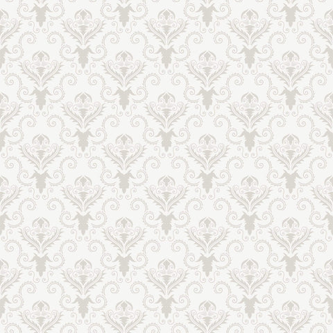 Beige and Taupe Damask Basic Peel and Stick Removable Wallpaper