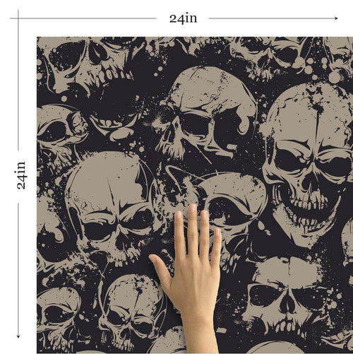 Black and Tan Skulls Teens Peel and Stick Removable Wallpaper