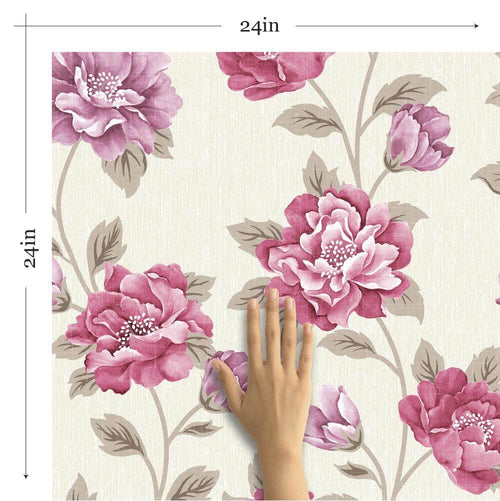 Beige Exotic Floral Peel and Stick Removable Wallpaper