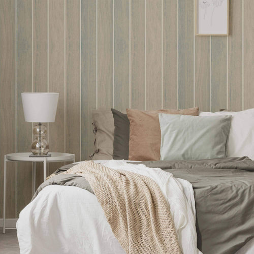Beige Faux Shiplap Peel and Stick Removable Wallpaper