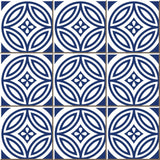 Blue and White Tile Tile Adhesive Peel and Stick Removable Wallpaper