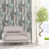 Aqua and Purple Rustic Wood Texture Peel and Stick Removable Wallpaper