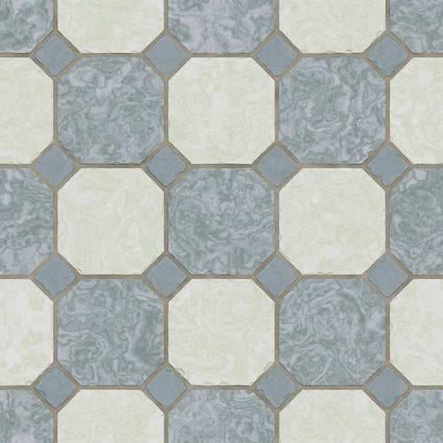Beige and Blue Tile Tile Adhesive Peel and Stick Removable Wallpaper