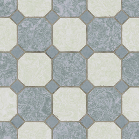 Beige and Blue Tile Tile Adhesive Peel and Stick Removable Wallpaper