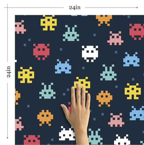 Blue and Yellow Space Children Peel and Stick Removable Wallpaper