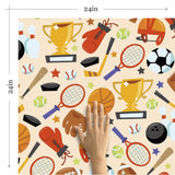 Beige and Black Sports Children Peel and Stick Removable Wallpaper