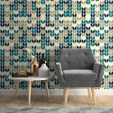 Blue and Beige Diamond Geometric Peel and Stick Removable Wallpaper
