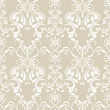 Beige and Damask Basic Peel and Stick Removable Wallpaper