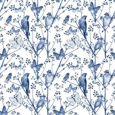Blue Birds Peel and Stick Removable Wallpaper 5095