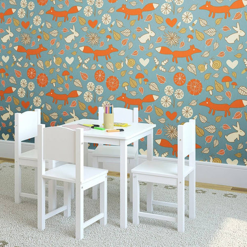 Blue and Tan Animals Baby Peel and Stick Removable Wallpaper