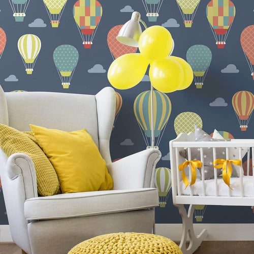 Blue and Yellow Balloons Baby Peel and Stick Removable Wallpaper