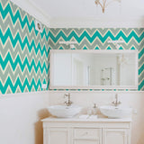 Blue Chevron Peel and Stick Removable Wallpaper