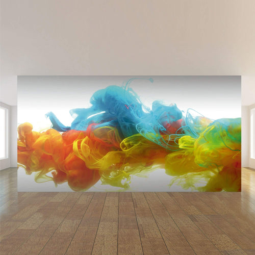 Blue and Orange Abstract Peel and Stick Removable Wall Mural 8537