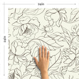 Beige Floral Floral Peel and Stick Removable Wallpaper 9824