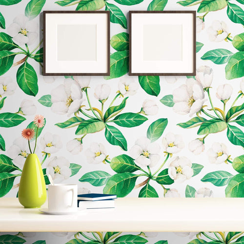 White and Yellow Textured Floral Removable Wallpaper 9286| Walls By Me